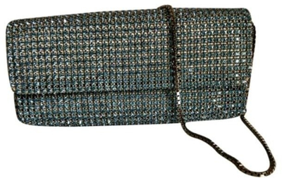 Вечерна чанта Escada Clutch, текстил со сјај, со синџир, сребрена боја