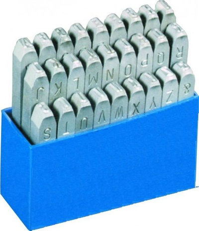 Set gërmash metalike Vpon Letter Punch Standard, 15 mm, me kuti plastike blu