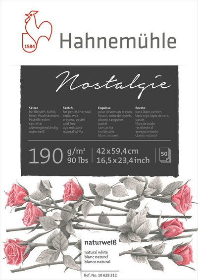 Letër vizatimi Hahnemühle Nostalgie, 50 fletë, artistike, e bardhë