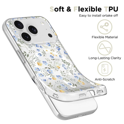 Kapak telefoni Tech-Protect FlexAir MagSafe për iPhone 17 Pro Max, TPU i butë, plastikë e tejdukshme me lule