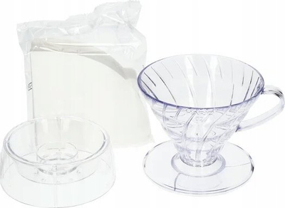 Set kafeje Hario V60 Drip Assist, madhësia 02, plastikë transparente