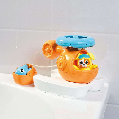 Lodër për banjo Tomy Toomies Bath Splashing Helicopter with Dog, për kalamaj 12m+, shumëngjyrëshe