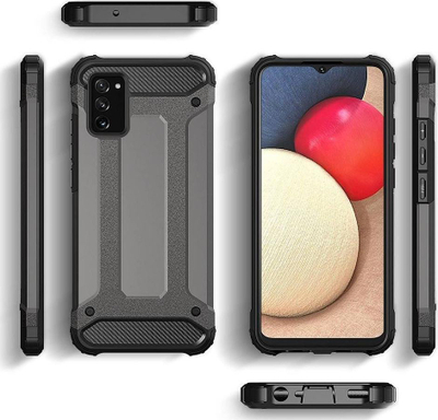 Mbulesë telefoni Hybrid Armor për Samsung Galaxy A03s, dy shtresa, rezistente nga goditjet, e zezë