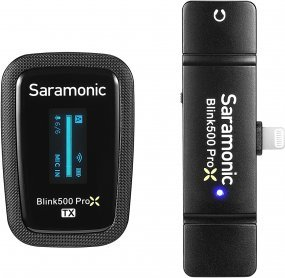 Sistem mikrofoni pa tela Saramonic Blink500 Pro XB3 2023, për iPhone me Lightning, me kuti karikimi, i zi