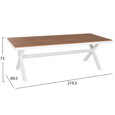 Tavolinë drejtkëndore Tawnee 219,5×89,5×73 Hcm (HM6039.02), bardhë