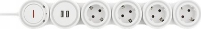 Zgjatues energjie Deltaco GT-290, 4x Schuko, 2x USB, 1.4m, i bardhë