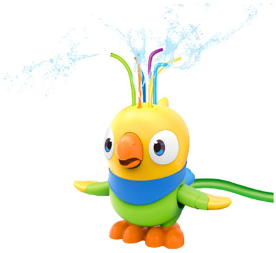Lodër me ujë shatërvan për kalama Water Toy Parrot, me pjesë që lëvizin, për oborr dhe kopësht, e verdhë