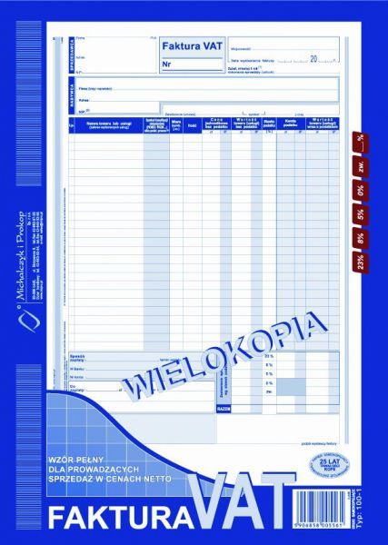Bllok fatura VAT Michalczyk i Prokop Net Full MiP, A5, 100 fletë 3 kopje, blu
