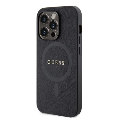Kapotë telefoni Guess Saffiano MagSafe, për iPhone 15 Pro Max 6.7", e zezë