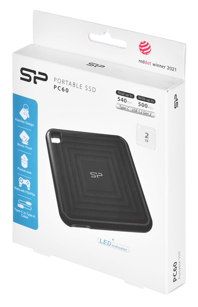 SSD portabël Silicon Power CP60, 2TB, USB 3.2 Gen 2 Type C, gri