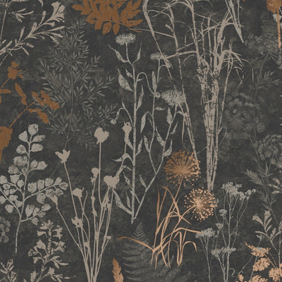 Tapet muri Superfresco Easy Sage Metallic Organics Floral, motiv lulesh, charcoal