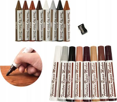 Сет за поправка на мебел Wood Marker Wax, 8 восочни моливи, 8 маслени маркери, повеќебоен