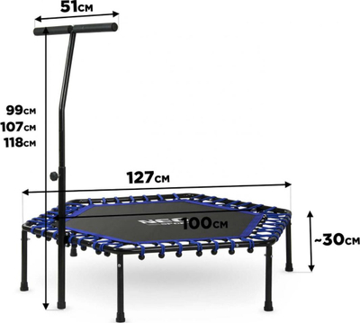 Trampolinë fitnesi Neo-Sport, 127 cm, 30 cm, e zezë/kaltër