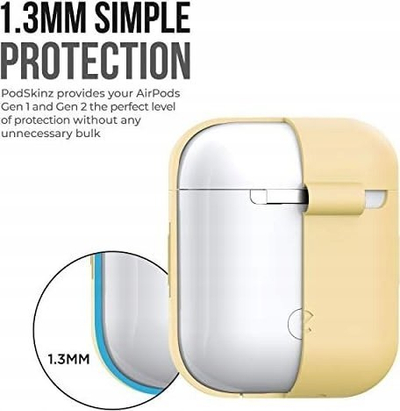 Këllëf për kufje Apple AirPods, nga elastomer i fortë, me karabinë, ngjyrë e zezë