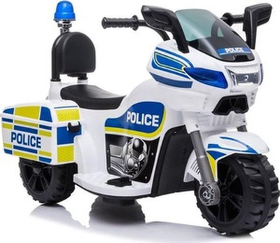 Motor elektrik për kalamaj Lean Toys Police TR1912, me bateri, me drita sinjali, i bardhë