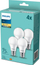 Llambë LED Philips A60 E27, 10W 2700K, set me 4 copë, e bardhë mat