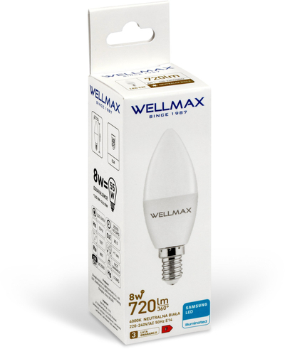 Llambë LED Wellmax GOL111N08, 8W, E14, 4000K dritë neutrale