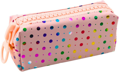 Penar SCHOOL Pencil Case Organizer, 21x8cm, me pika shumëngjyrëshe, rozë pastel
