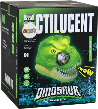 Maskë dinosauri LEAN Toys Luminous Dinosaur, me drita edhe zëra, me rregullim, jeshile