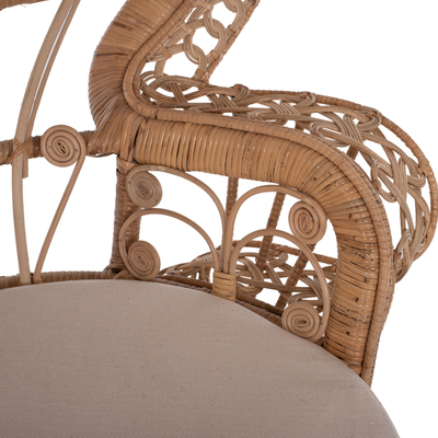 Karrige lounge Royal Peacock rattan & jastëk bezhë 114×72×150 cm (HM9342), bezhë