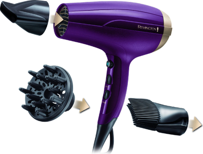Set për flokë Remington D5219 dhe S5305, tharëse me jonizim, drejtues flokësh, e zezë