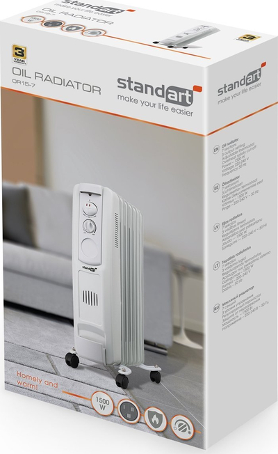 Radiator me vaj Standart O15-7, 1500W, 7 krahe, i bardhë