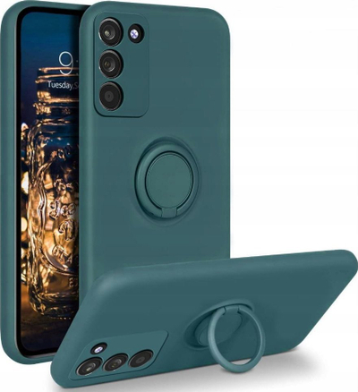 Kast silikoni me unazë për Samsung S20 FE 5G, mbajtëse unaze, jeshile e errët