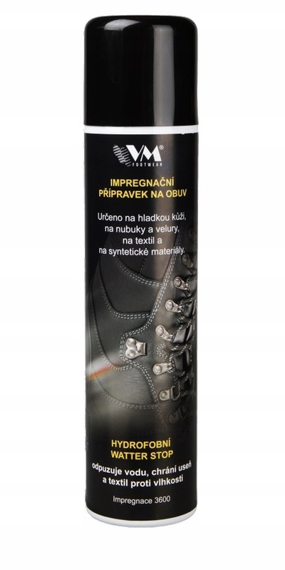 Sprej për lyerje kundra ujit për këpucë VM Footwear Water Stop, 300 ml, i zi