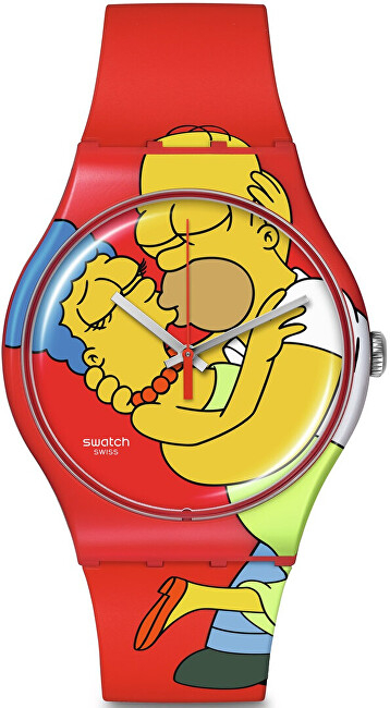 Ora dore Swatch SO29Z120 X The Simpsons SWEET EMBRACE, 41mm, kuarc, shumëngjyrëshe
