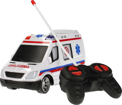 Lodër ambulancë me telekomandë Mega Creative RESCUE CAR R/C, drita, 28x13x11 cm, e bardhë