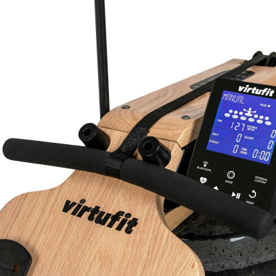 Машина за веслање VirtuFit Elite Water Resistance, резервоар со вода, Bluetooth поврзување, природен дабов дрвен финиш