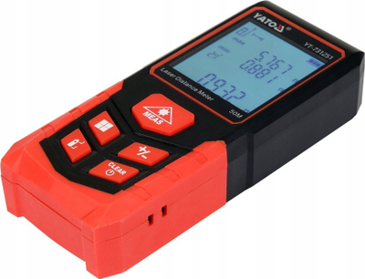 Matës lazer distance YATO YT-731251, 50 m, ekran LCD, i kuq e zi
