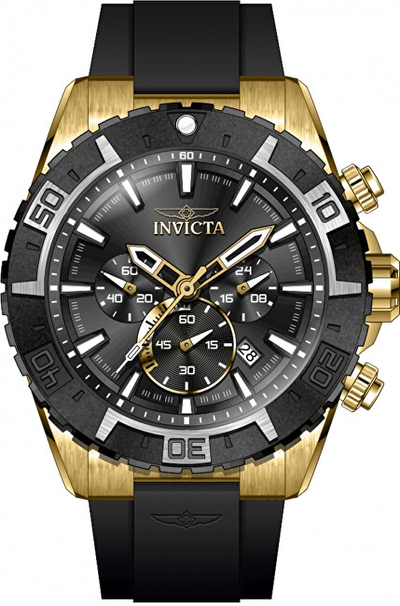 Ora burrash Invicta Aviator 37627, quartz, multifunksionale, e zezë
