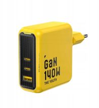 Karikues AOHi The Youth GaN, 140W, 2x USB-C 1x USB-A, i verdhë