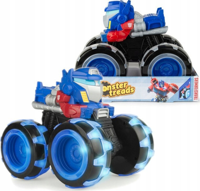 Lodër kamionçinë Transformers Monster Treads Optimus Prime, rrota me drita, 23cm, blu e kuqe