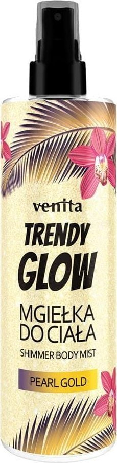 Sprej trupi Venita Trendy Glow Pearl Gold, me shkëlqim, 200 ml