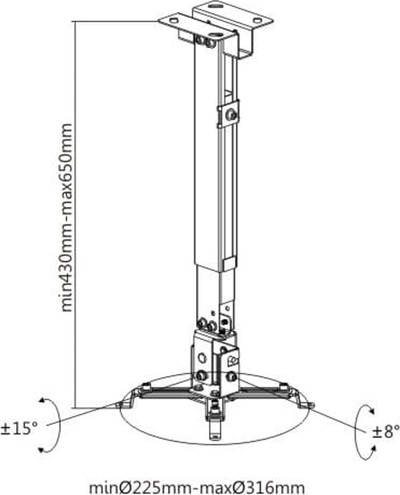 Mbajtëse projektori Spacetronik SPA-P01B, mur dhe tavan, deri 20kg, e zezë