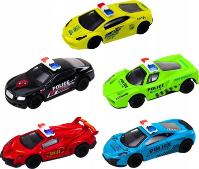 Makina lodër policie Metal Drive, shkalla 1:43, rrota gome, mekanizëm shtytës