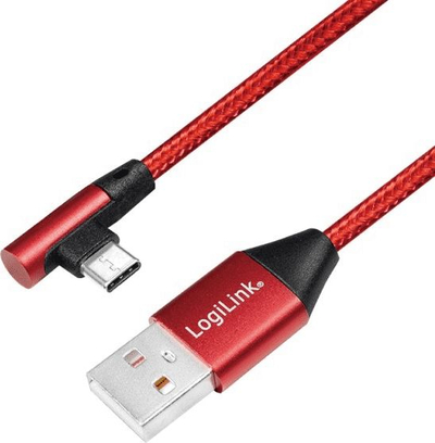 Kabllo USB LogiLink CU0145, USB A në USB C, 0.3 m, e kuqe
