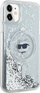 Kapak telefoni Karl Lagerfeld Liquid Glitter Choupette Head, për iPhone 11 XR 6.1", transparent
