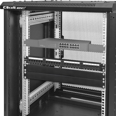 Panel mbyllës RACK Qoltec, për kabinete 19", 1U, çelik, i zi