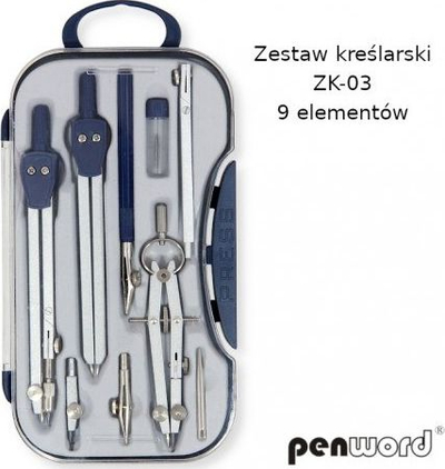 Set vizatimi Penword ZK-03, 9 copa, etui kompakte, blu navy