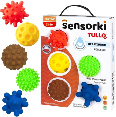 Toptha shqisorë Tullo Sensory Balls Sensorki, set me 5 copë, pa vrimë, shumëngjyrësh