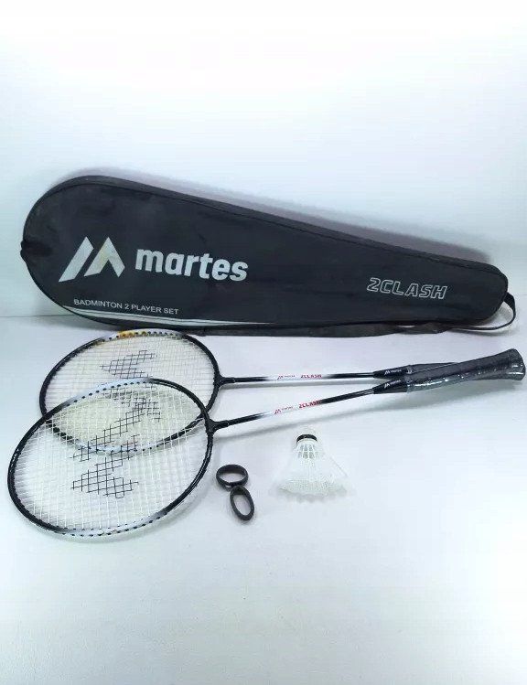 Set raketash badminton Martes 2XCLASH, 2 raketa, 2 fllustra, shumëngjyrësh