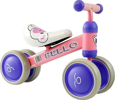 Biçikletë ekuilibri Leantoys Bello, 4 rrota, për kalamaj, rozë