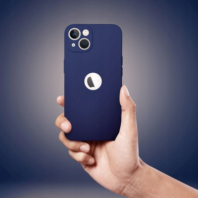 Kapak telefoni Forcell Soft për iPhone 15, silikon i butë, mat, blu navy