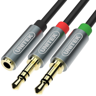 Kabllo Unitek- Jack 3.5mm x2 (Y-C957ABK),0.2m,e zezë