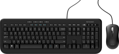 Komplet tastierë dhe maus Microsoft Incase Desktop 600, me kabllo, USB, gjermanisht QWERTY, i zi