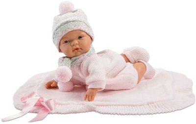 Kukull Llorens Joelle, që flet e qan, 38 cm, rozë