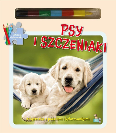 Libër puzzle për fëmijë Little Books Dogs and Puppies, 3 puzzle, përfshin laps me 6 ngjyra